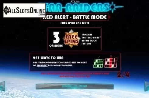 Paytable 2. Star Raiders from Pariplay