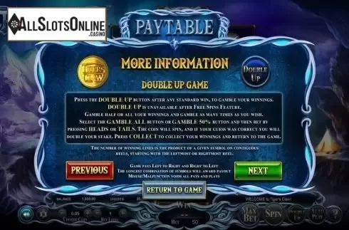 Paytable 5. Tiger's Claw (Betsoft) from Betsoft
