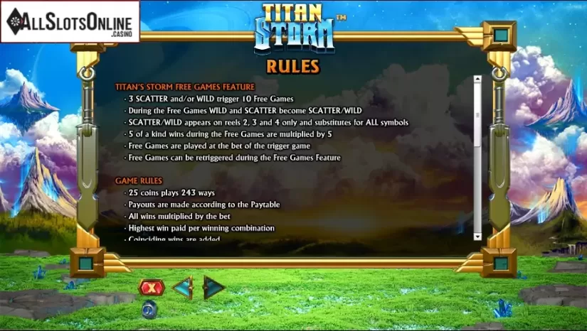 Paytable 3. Titan Storm from NextGen