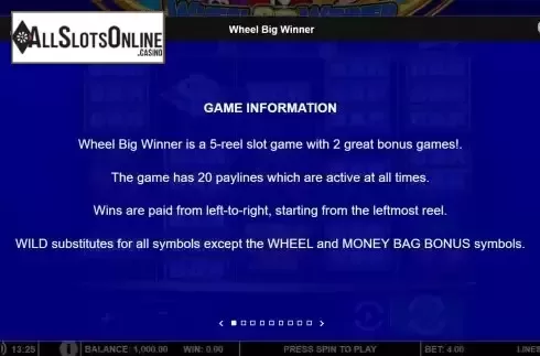 Game Info screen