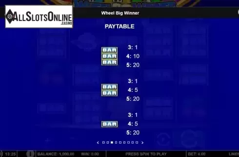 Paytable screen 3
