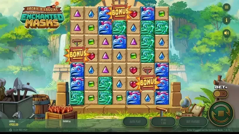 Archie O'Loggins and the Enchanted Masks slot screenshot 