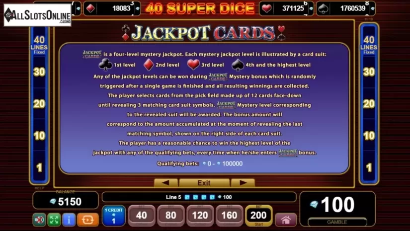 Features 2. 40 Super Dice from EGT