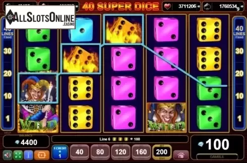 Win Screen. 40 Super Dice from EGT