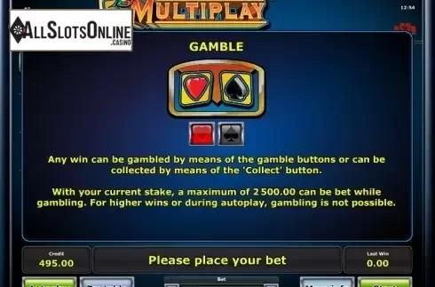 Paytable 3. 5 Line Multiplay from Greentube