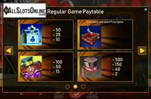 Regular Game paytable screen 2