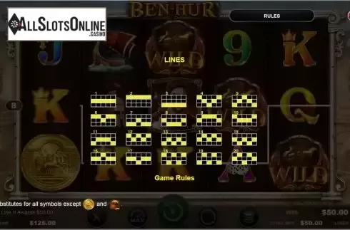 Paylines screen