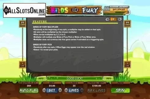 Multiplier. Birds of Fury from RTG