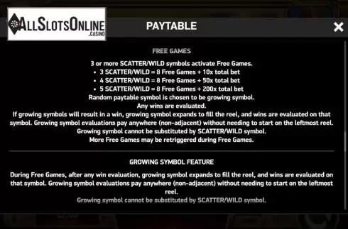 Features screen