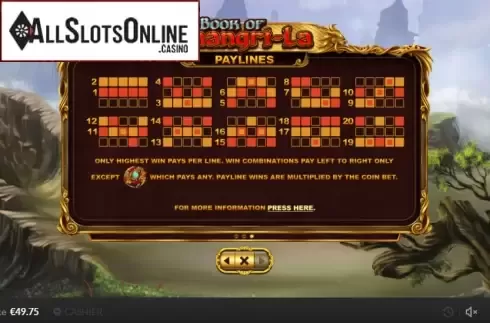 Paytable 3. Book of Shangri-La from Skywind Group