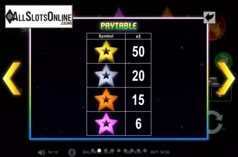 Paytable screen