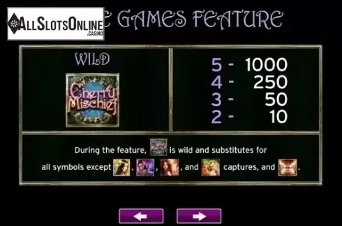 Paytable 1. Cherry Mischief from High 5 Games