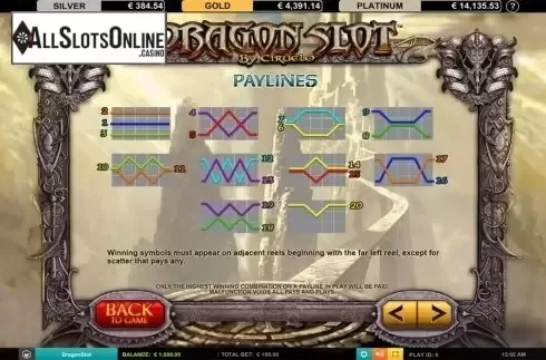 Paytable 2. Dragon Slot Jackpot from Leander Games