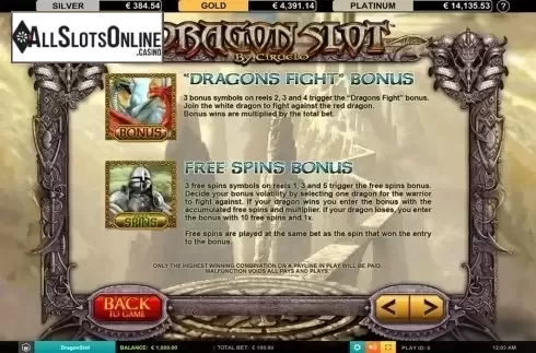 Paytable 3. Dragon Slot Jackpot from Leander Games