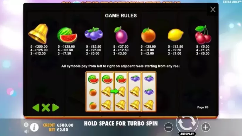 Extra Juicy slot screenshot 2