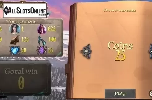 Intro screen. Fate of Throne Scratchcard from FunFair