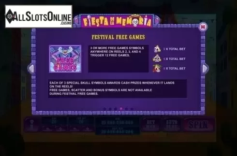 Paytable 4. Fiesta De La Memoria from Playtech