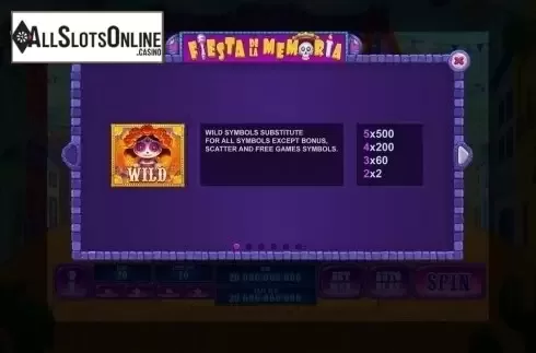 Paytable 1. Fiesta De La Memoria from Playtech