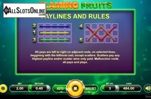 Paylines. Flaming Fruits (SlotVision) from SlotVision