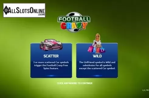 Start screen. Football Crazy from The Games Company