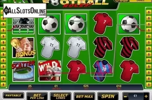 Wild Win screen. Football Rules from Playtech
