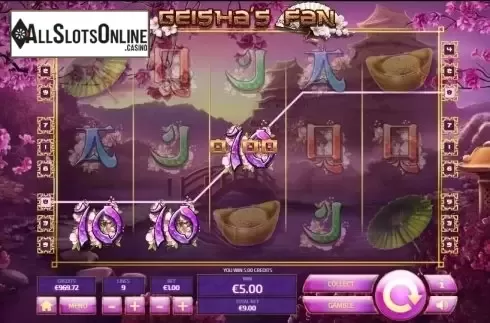 Win screen. Geisha's Fan from Tom Horn Gaming