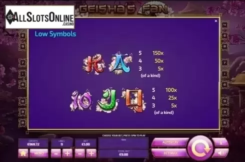 Paytable 4. Geisha's Fan from Tom Horn Gaming