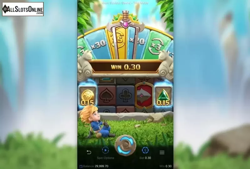 Win Screen. Gem Saviour Sword from PG Soft