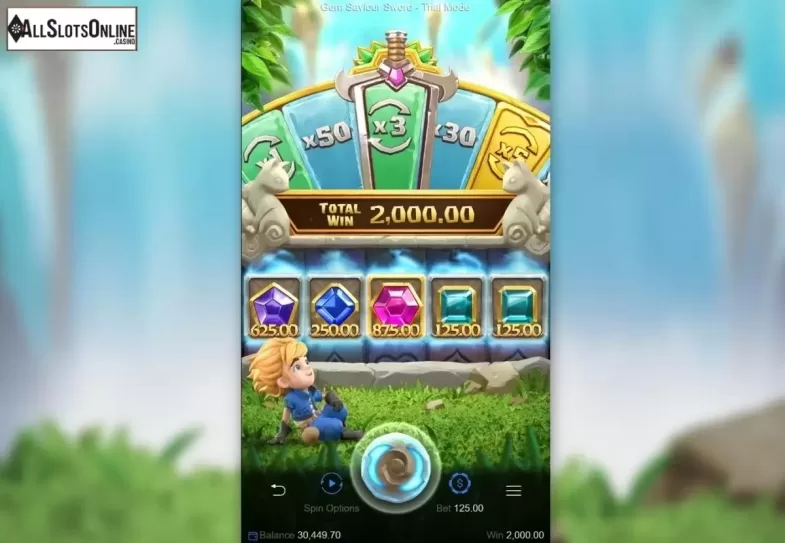 Win Screen. Gem Saviour Sword from PG Soft
