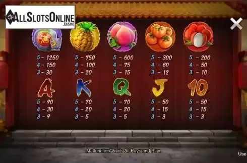 Pay Table screen 2