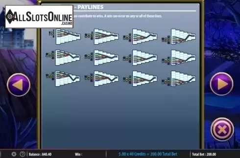 Paylines. Knight's Keep from WMS