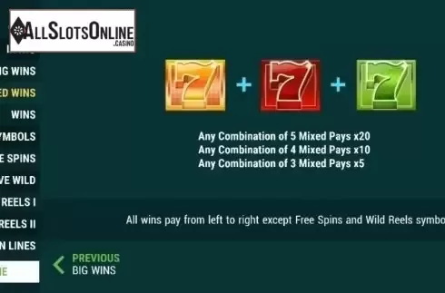 Paytable 3. Live Wild Reels from Slot Factory