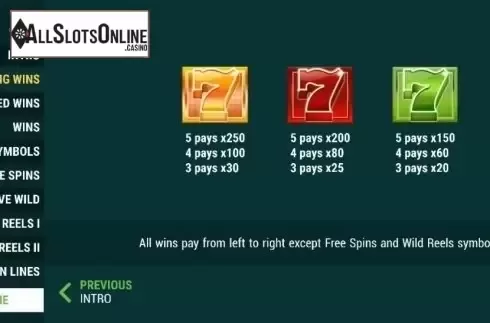 Paytable 2. Live Wild Reels from Slot Factory