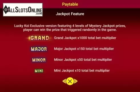 Jackpot feature screen