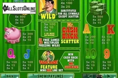Screen2. MR. Cashback from Playtech