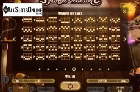 Paytable 5. Magic Destiny from Fugaso