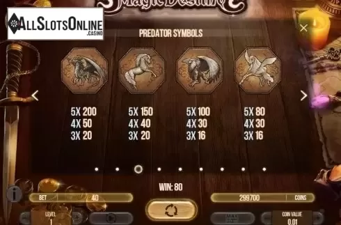 Paytable 3. Magic Destiny from Fugaso