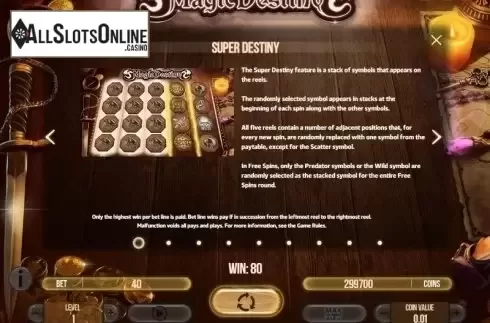 Paytable 1. Magic Destiny from Fugaso