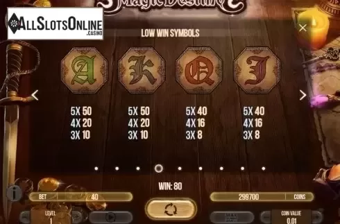 Paytable 4. Magic Destiny from Fugaso