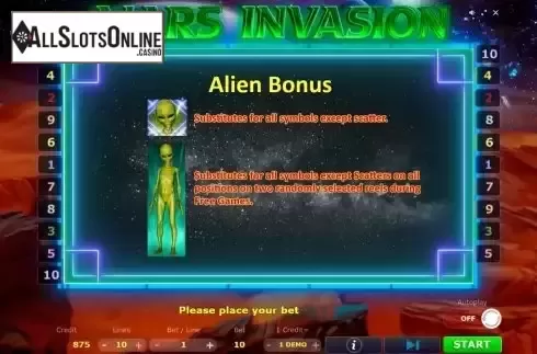Game Features screen