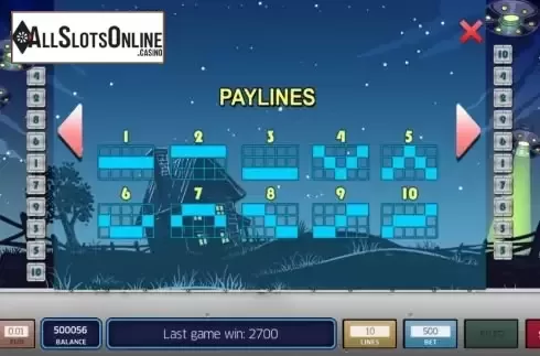 Paylines screen