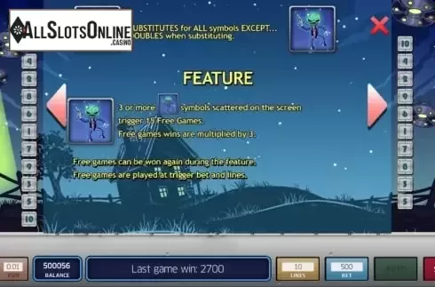 Features screen
