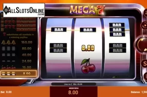 Win screen 3. Mega 7 from Spadegaming