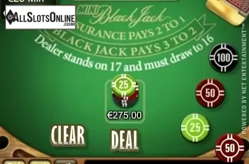 Game Screen. Mini Blackjack High Limit from NetEnt