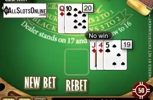 Game Screen. Mini Blackjack High Limit from NetEnt