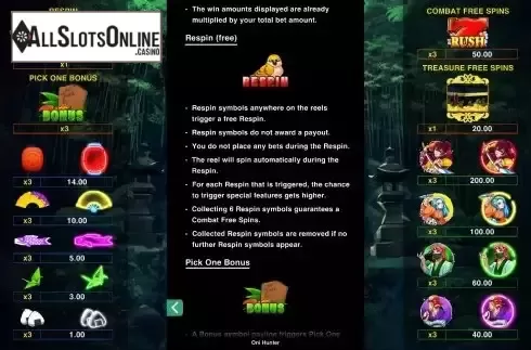 Respin feature screen