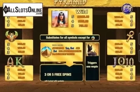 Paytable. Pyramid (Fazi) from Fazi