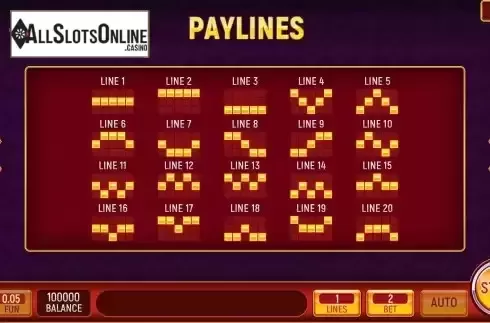 Paylines screen