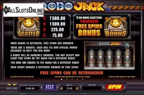 Screen2. Robo Jack from Microgaming