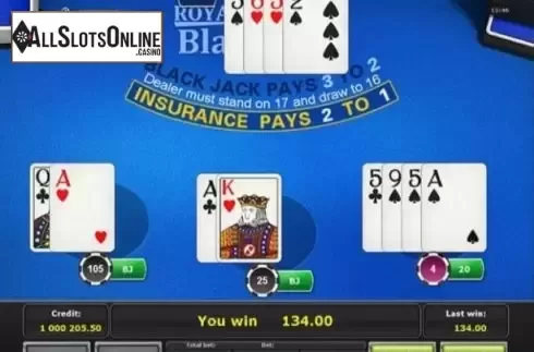 Game Screen. Royal Crown Blackjack from Greentube